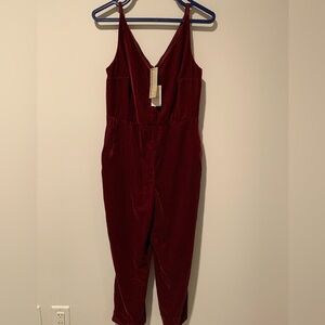 Banana Republic Deep Wine Velvet Sleeveless Jumpsuit